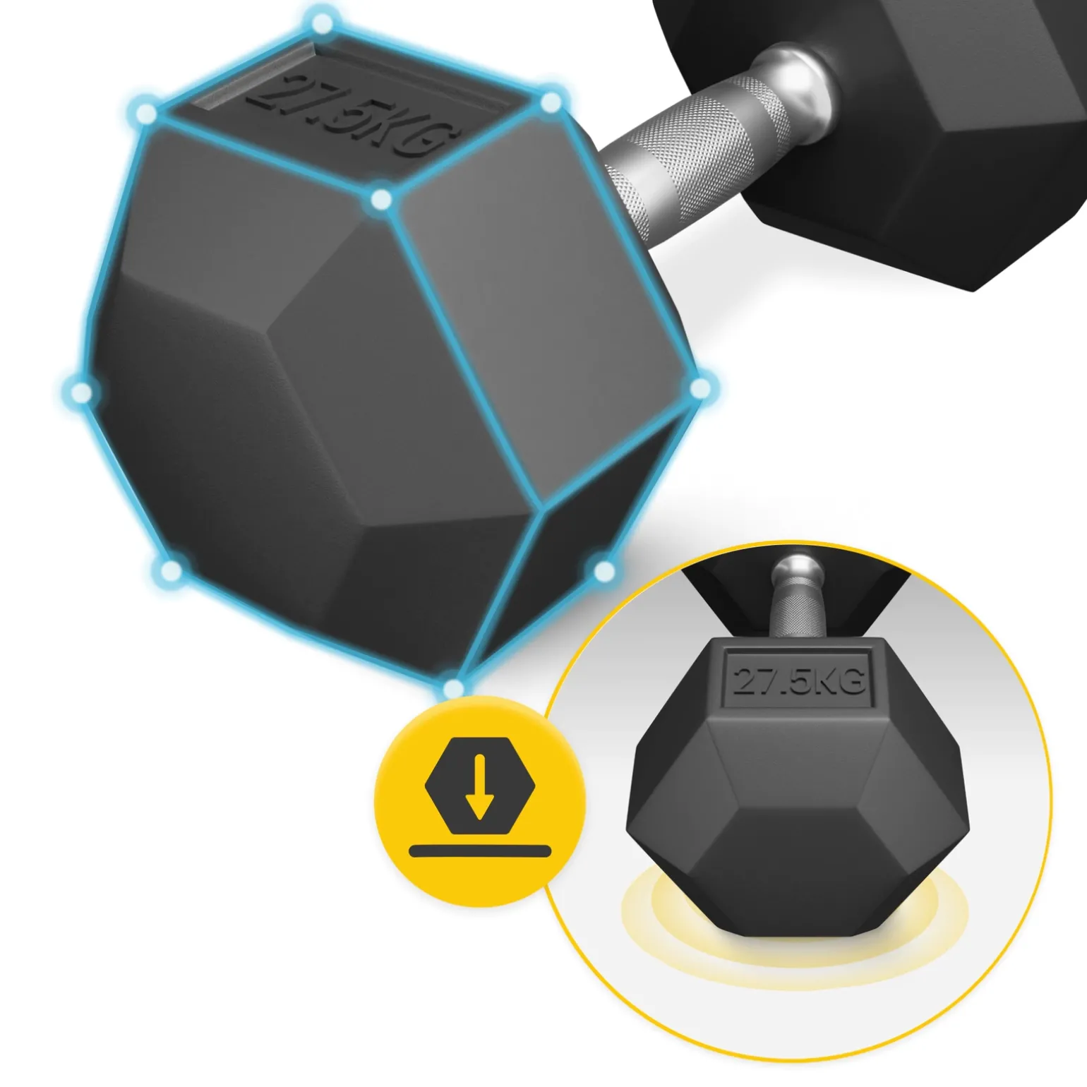 Hantel stalowy HEX 1 x 27,5 kg