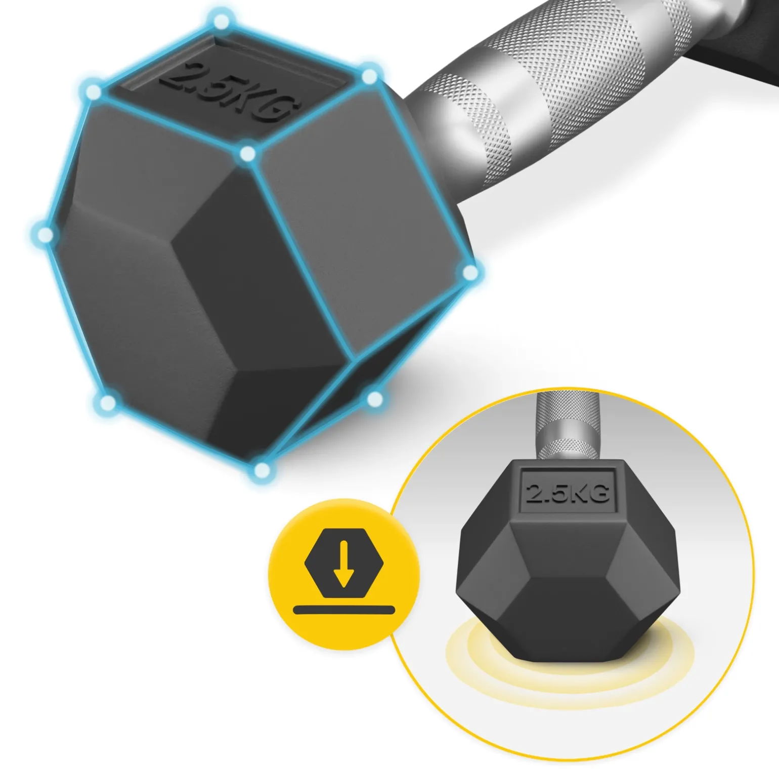 Hantel stalowy HEX 1 x 2,5 kg