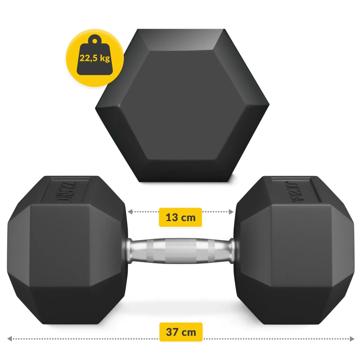 Hantel stalowy HEX 1 x 22,5 kg