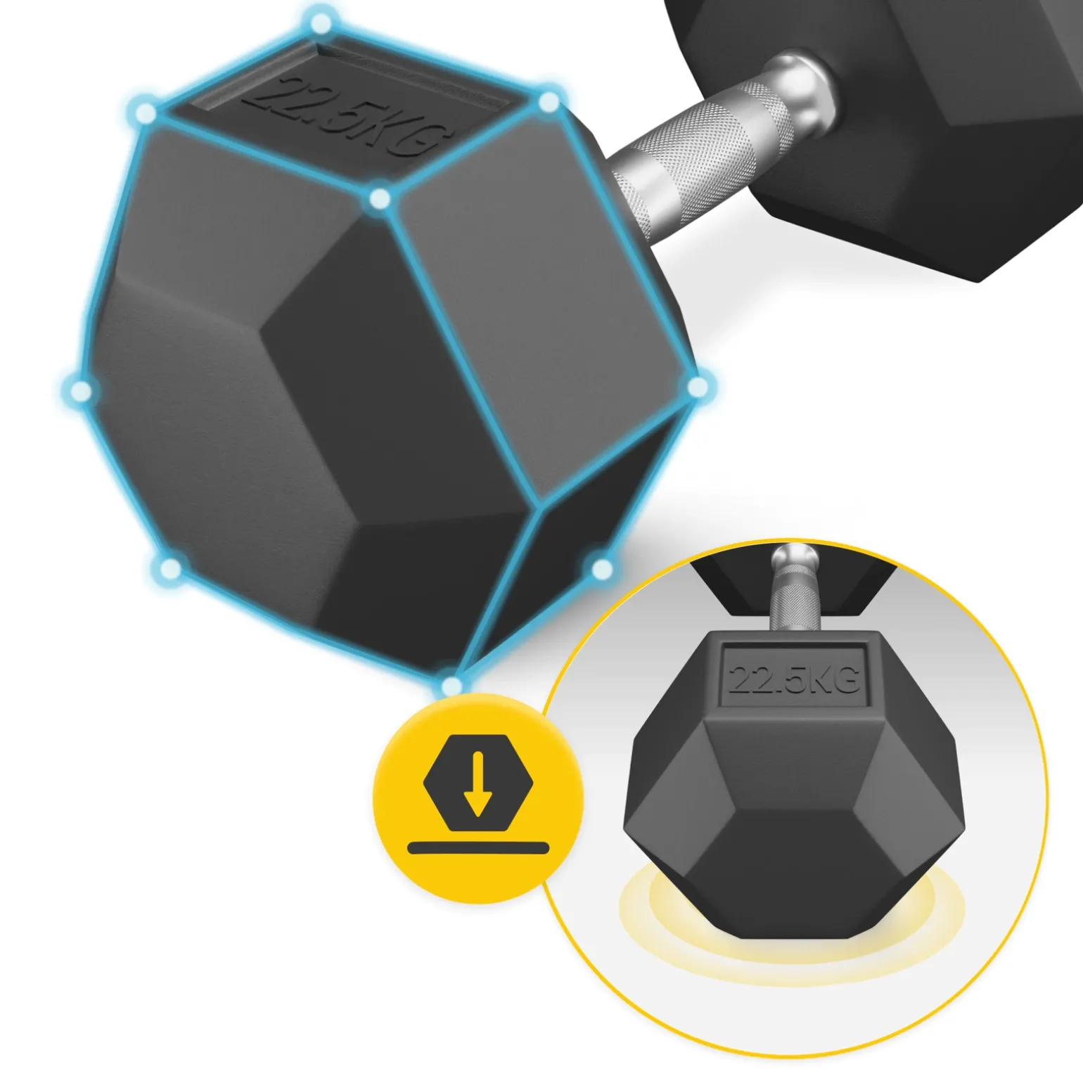 Hantel stalowy HEX 1 x 22,5 kg