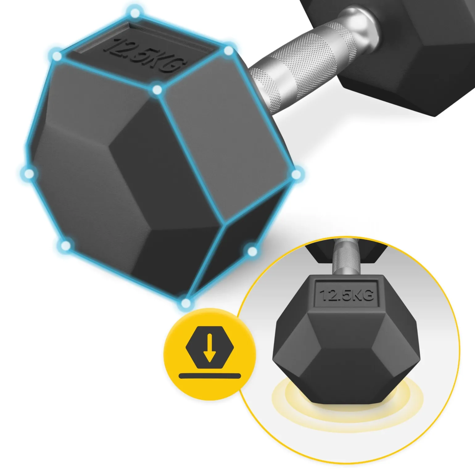Hantel stalowy HEX 1 x 12,5 kg