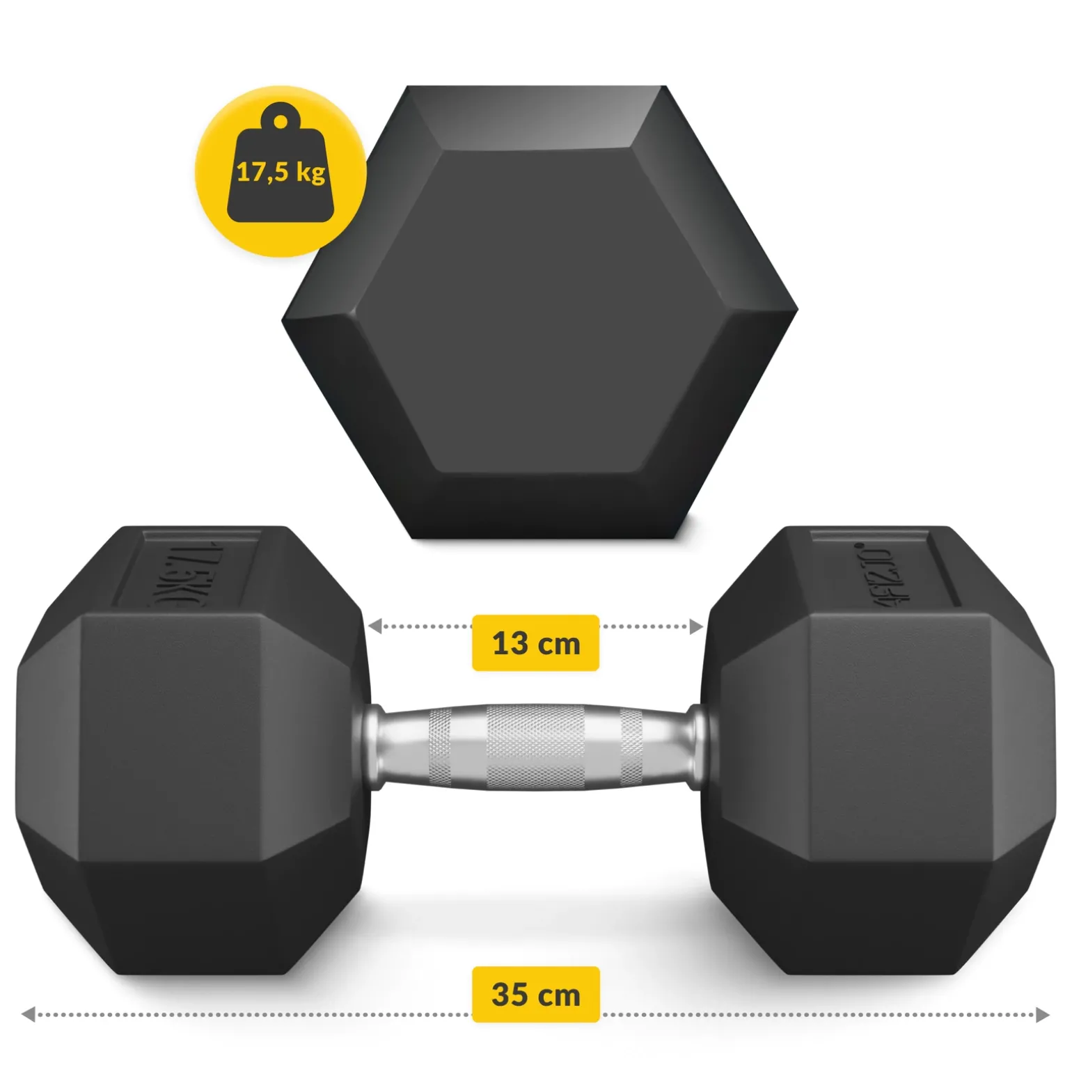Hantel stalowy HEX 1 x 17,5 kg