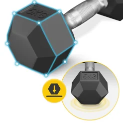 Hantel stalowy HEX 1 x 5 kg