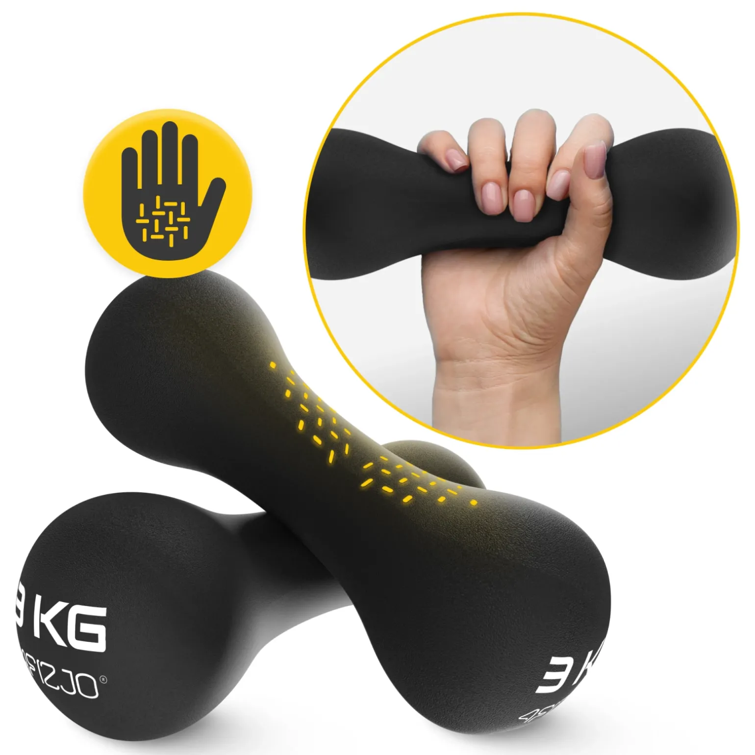 Hantelki żeliwne do ćwiczeń 8-shape 2 x 3 kg
