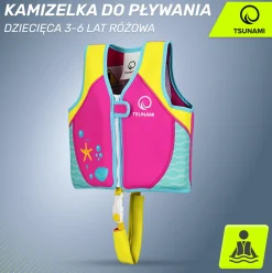 Kamizelka do pływania dla dzieci 3-6 lat TSUNAMI różowa