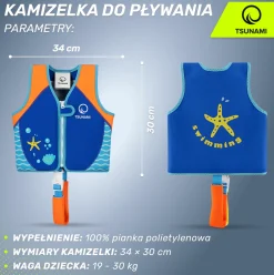 Kamizelka do pływania dla dzieci 3-6 lat TSUNAMI niebieska