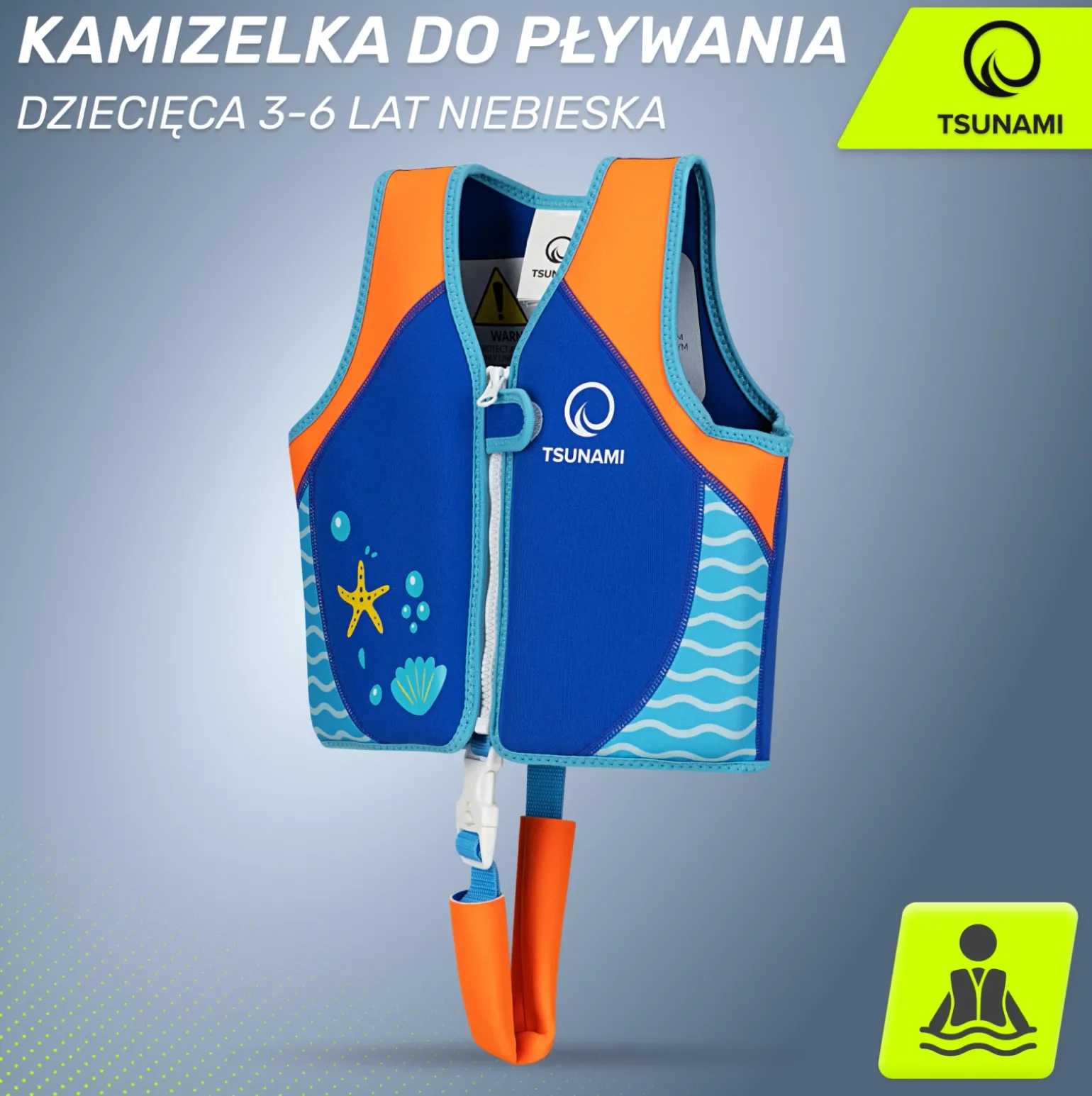 Kamizelka do pływania dla dzieci 3-6 lat TSUNAMI niebieska