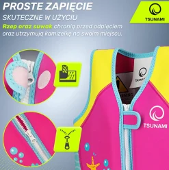 Kamizelka do pływania dla dzieci 2-3 lata TSUNAMI różowa