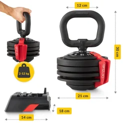 Kettlebell odważnik regulowany PREMIUM 2-12 kg