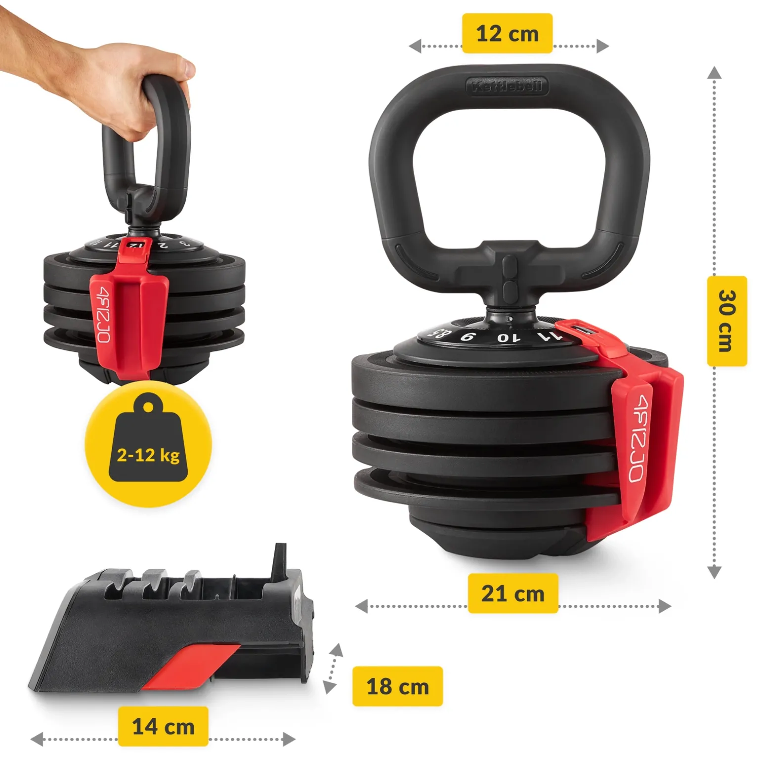 Kettlebell odważnik regulowany PREMIUM 2-12 kg