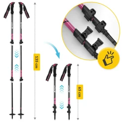 Kije trekkingowe do nordic walking PEAK+ różowe