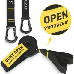 Kółka gimnastyczne do podciągania z ABS czarno-żółte