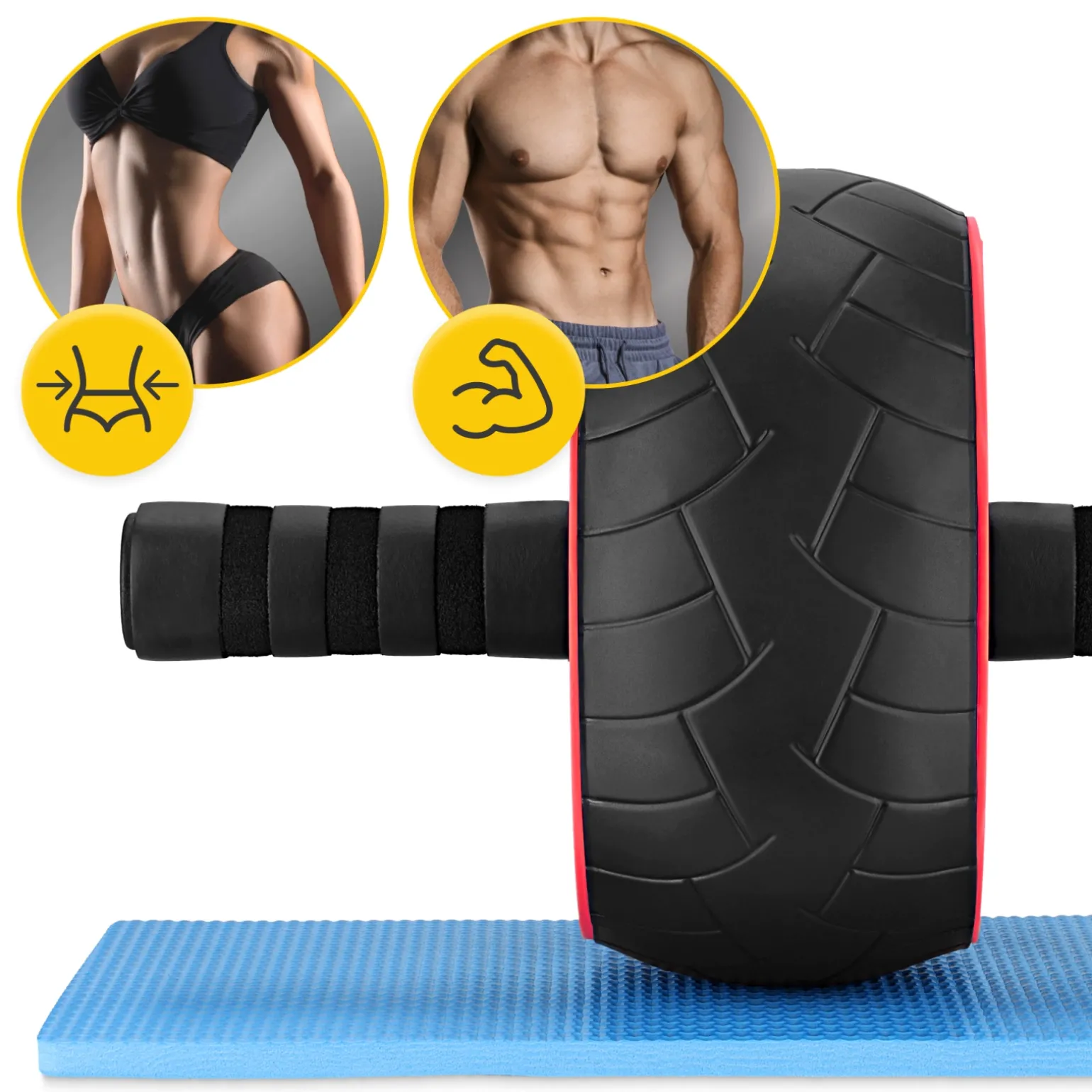 Kółko do ćwiczeń mięśni brzucha AB WHEEL XL czerwone