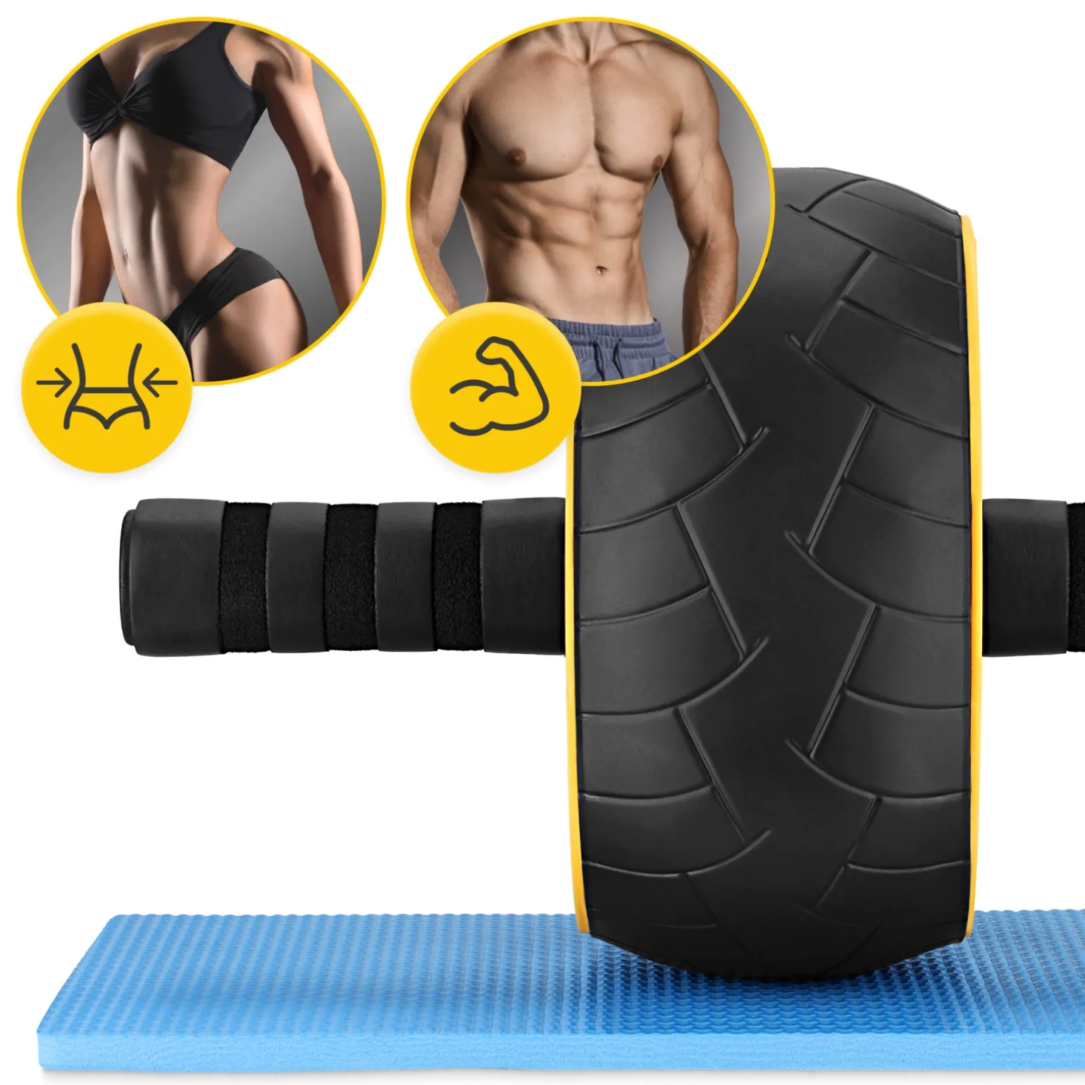 Kółko do ćwiczeń mięśni brzucha AB WHEEL XL żółte