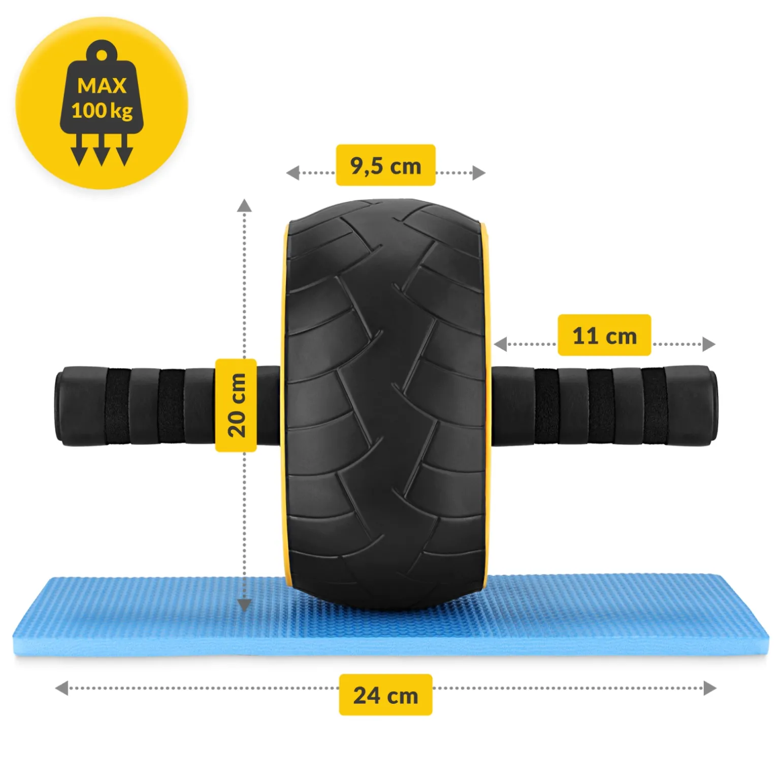 Kółko do ćwiczeń mięśni brzucha AB WHEEL XL żółte