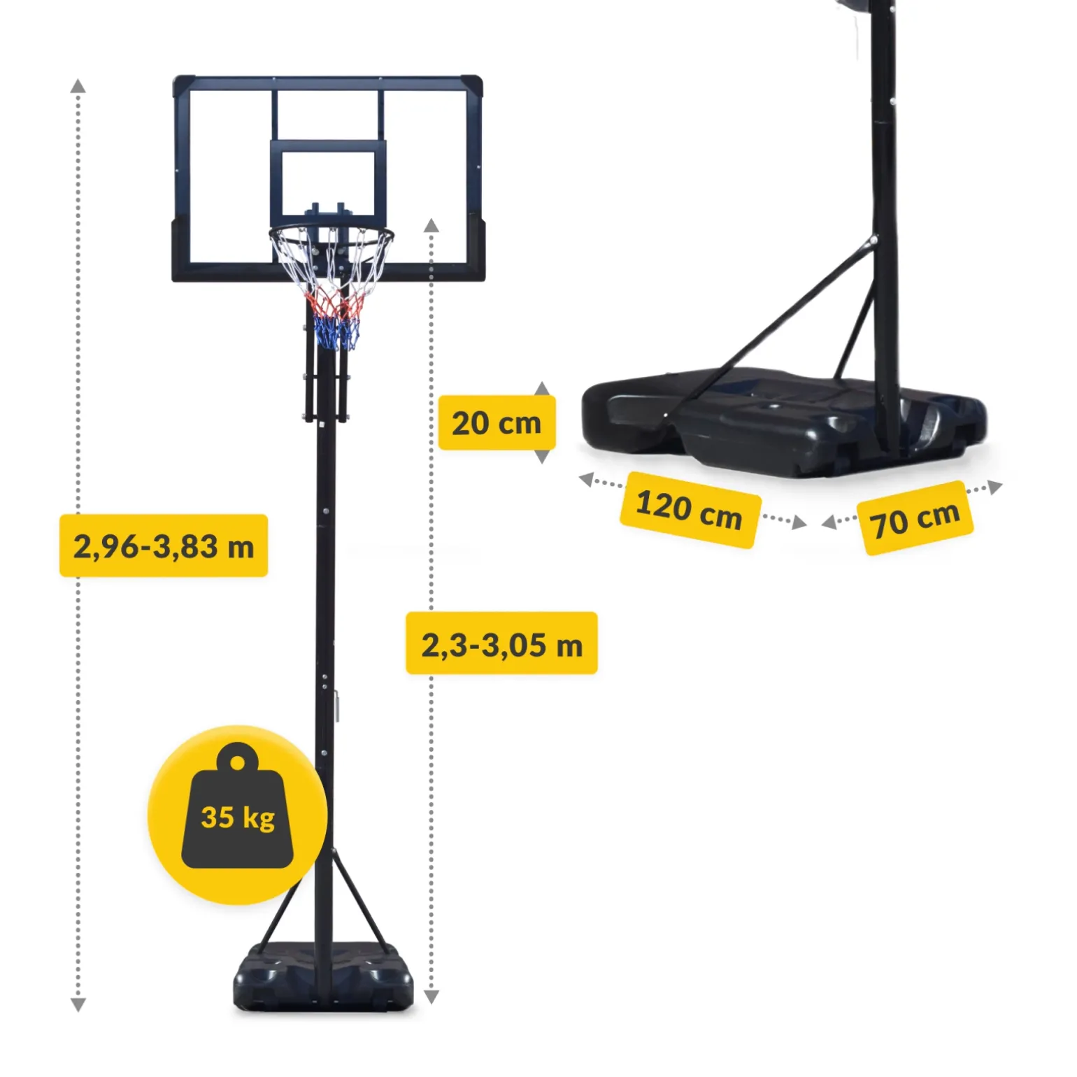Kosz do koszykówki wolnostojący regulowany FALCON DUNKER