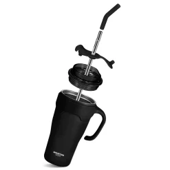 Kubek termiczny ze słomką 650 ml czarny