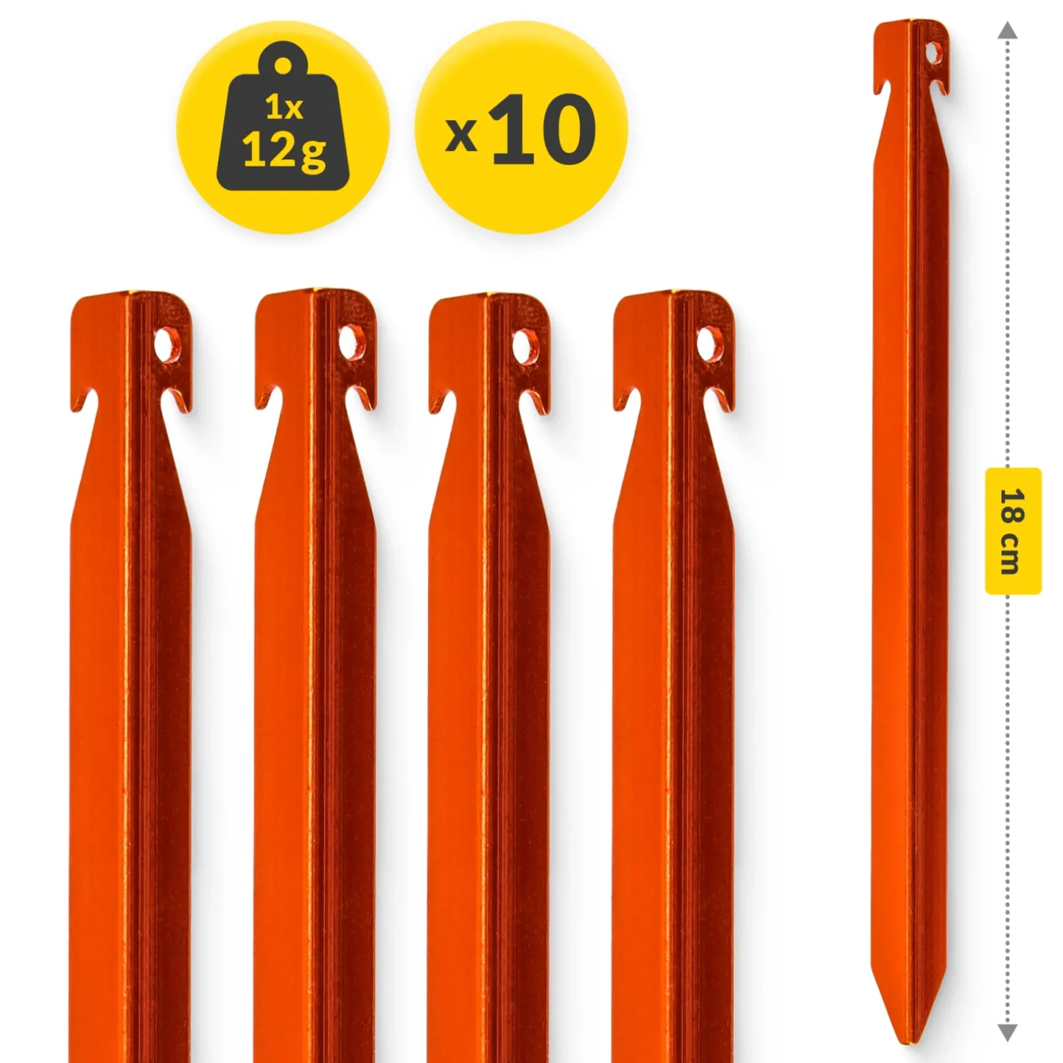 Śledzie aluminiowe do namiotu 18 cm V-kształtne 10 szt.