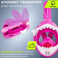 Maska do nurkowania dla dzieci TSUNAMI SHARK różowa