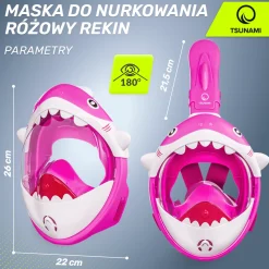 Maska do nurkowania dla dzieci TSUNAMI SHARK różowa