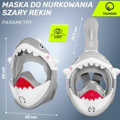 Maska do nurkowania dla dzieci TSUNAMI SHARK szara