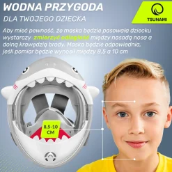 Maska do nurkowania dla dzieci TSUNAMI SHARK szara