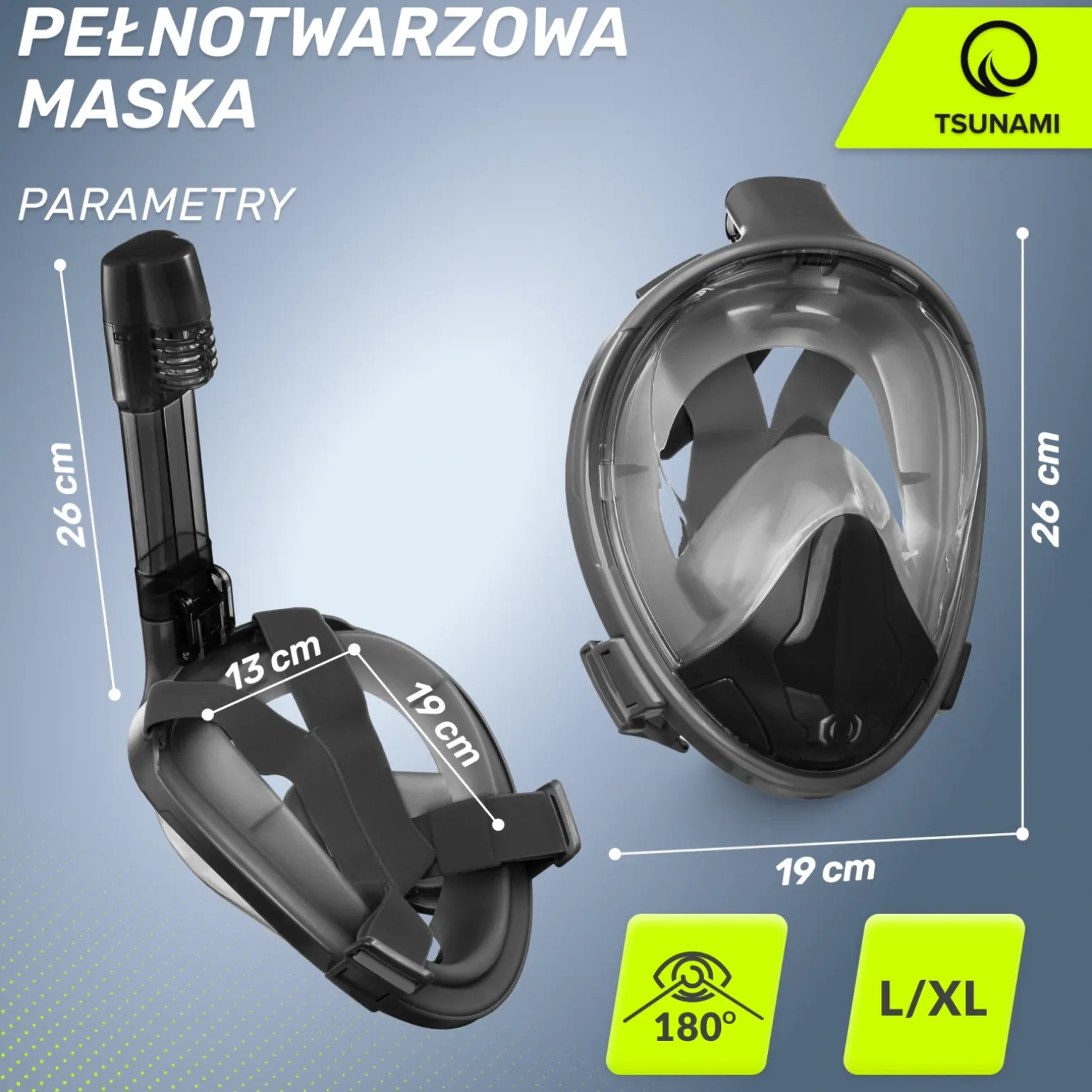 Maska do nurkowania pełnotwarzowa TSUNAMI L/XL