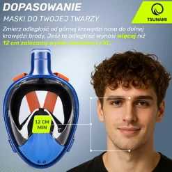 Maska do nurkowania pełnotwarzowa TSUNAMI L/XL niebieska