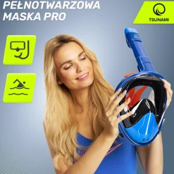 Maska do nurkowania pełnotwarzowa TSUNAMI S/M niebieska