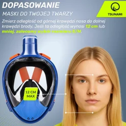 Maska do nurkowania pełnotwarzowa TSUNAMI S/M niebieska