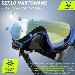 Maska do nurkowania snorkelingu z rurką TSUNAMI niebieska