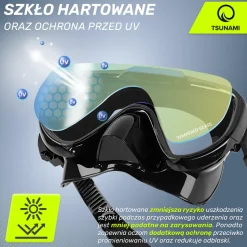 Maska do nurkowania snorkelingu z rurką TSUNAMI czarna