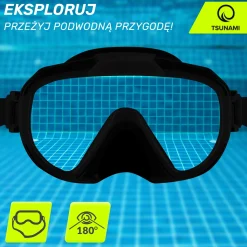 Maska do nurkowania snorkelingu z rurką TSUNAMI czarna