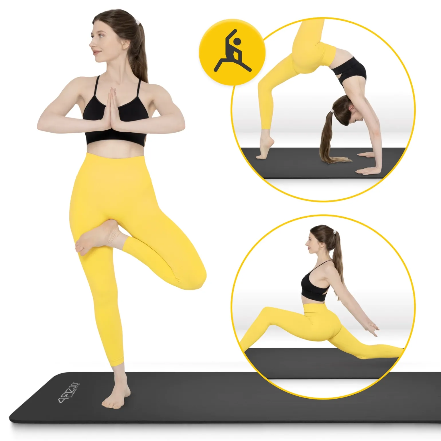 Mata do ćwiczeń fitness i jogi NBR 180 × 60 × 1 cm czarna