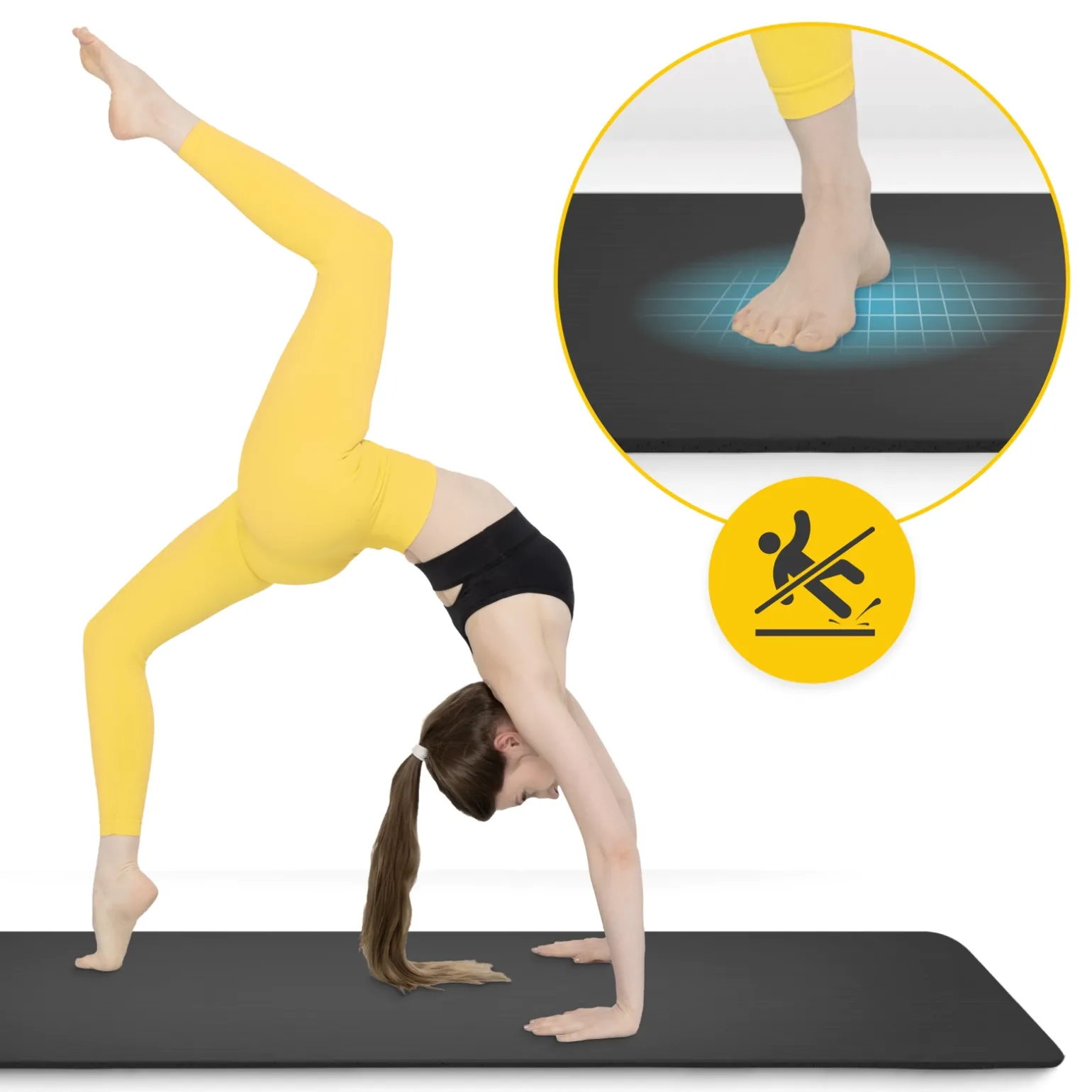 Mata do ćwiczeń fitness i jogi NBR 180 × 60 × 1 cm czarna