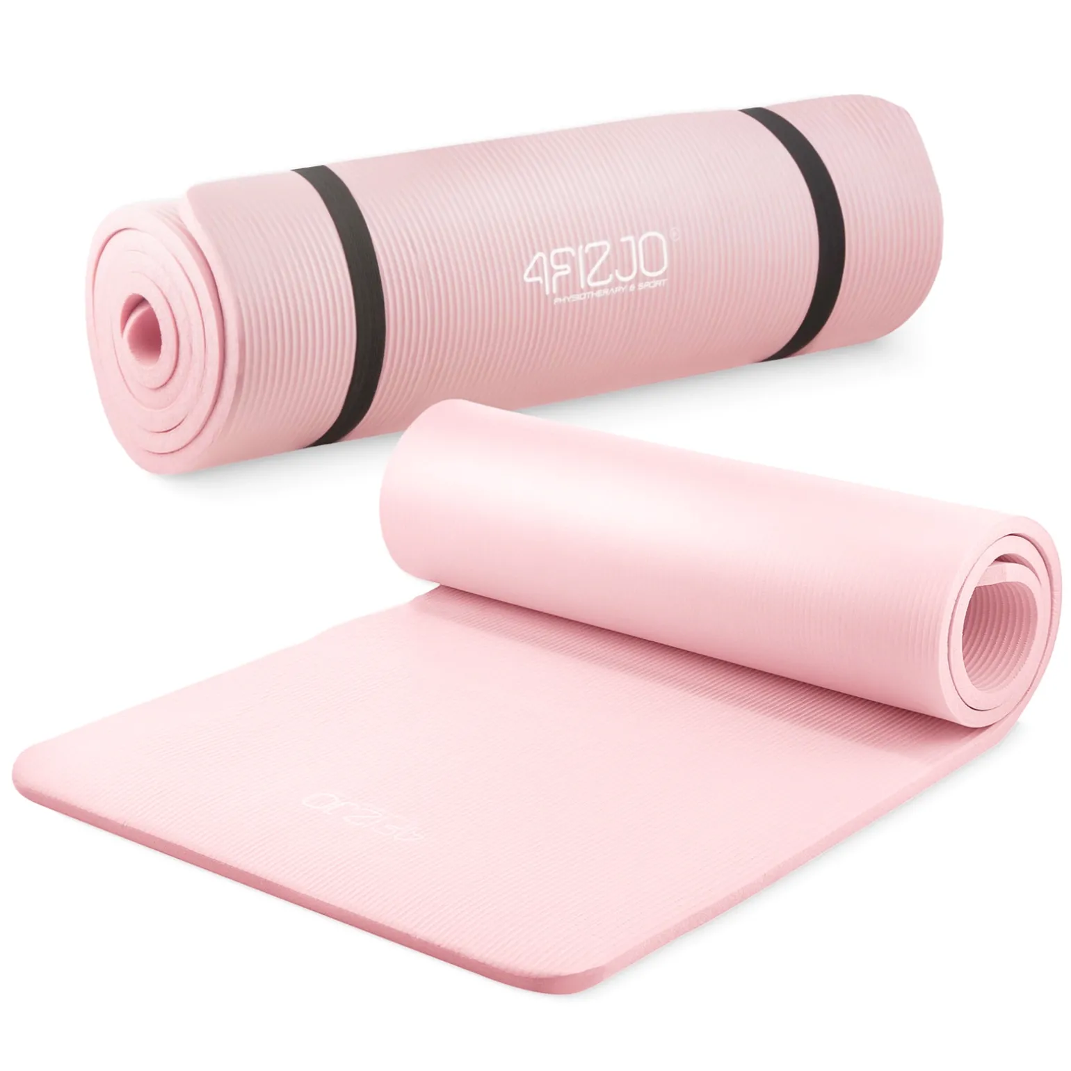 Mata do ćwiczeń fitness i jogi NBR 180 × 60 × 1,5 cm jasnoróżowa