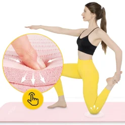 Mata do ćwiczeń fitness i jogi NBR 180 × 60 × 1,5 cm jasnoróżowa
