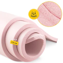 Mata do ćwiczeń fitness i jogi NBR 180 × 60 × 1,5 cm jasnoróżowa