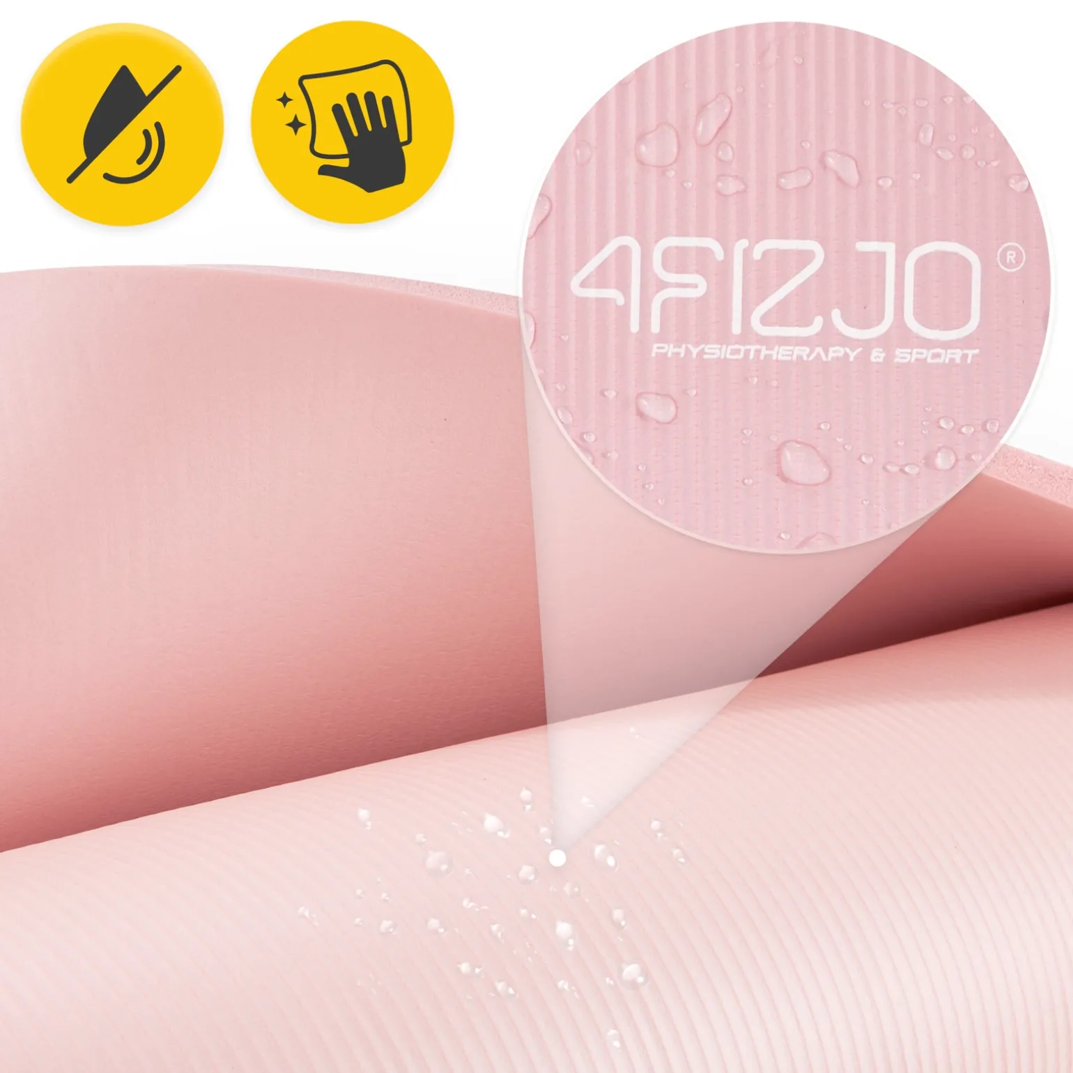 Mata do ćwiczeń fitness i jogi NBR 180 × 60 × 1,5 cm jasnoróżowa