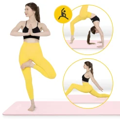 Mata do ćwiczeń fitness i jogi NBR 180 × 60 × 1,5 cm jasnoróżowa