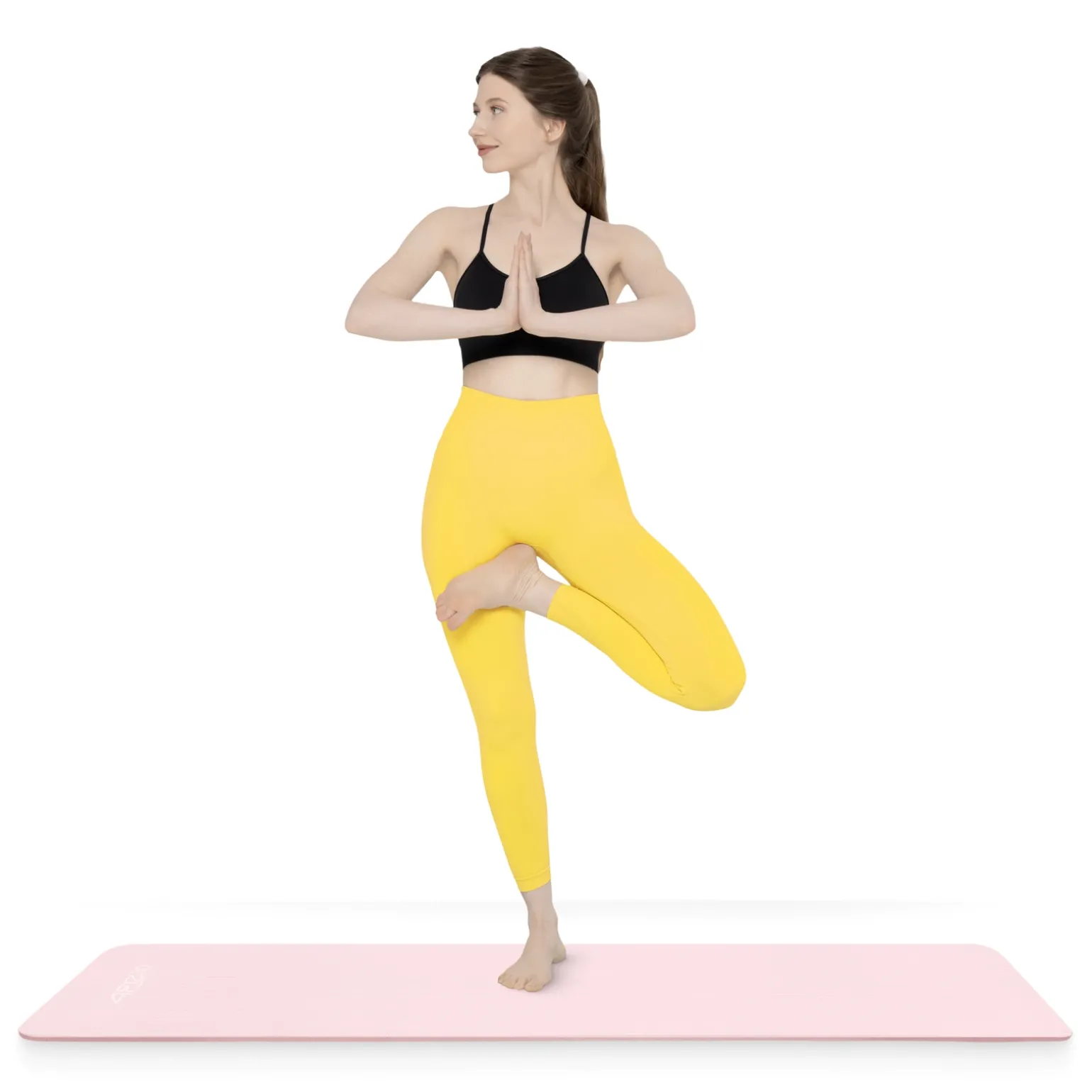 Mata do ćwiczeń fitness i jogi NBR 180 × 60 × 1,5 cm jasnoróżowa