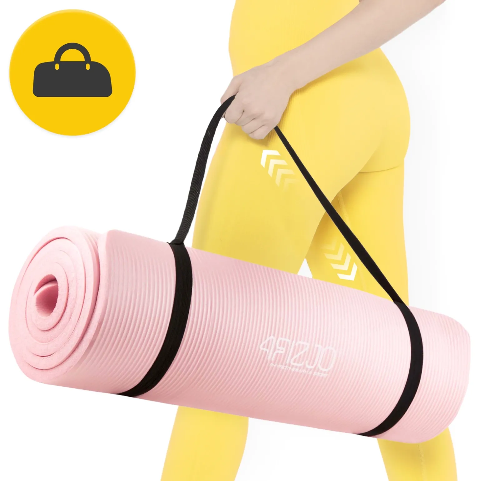 Mata do ćwiczeń fitness i jogi NBR 180 × 60 × 1,5 cm jasnoróżowa