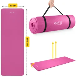 Mata do ćwiczeń fitness i jogi NBR 180 × 60 × 1 cm różowa