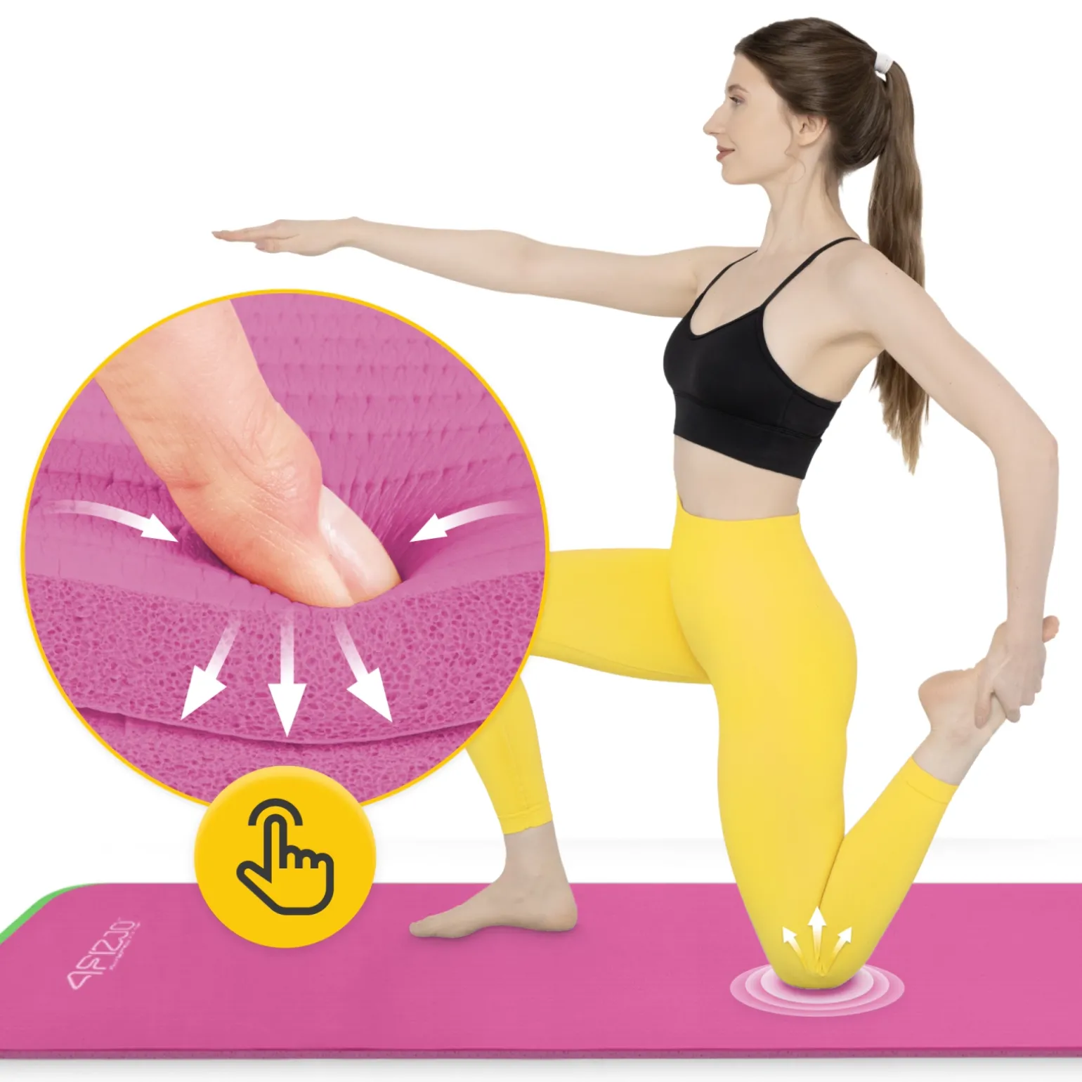 Mata do ćwiczeń fitness i jogi NBR 180 × 60 × 1 cm różowa