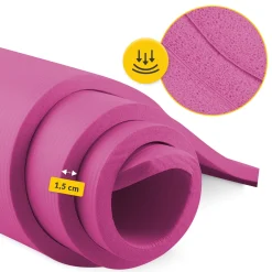 Mata do ćwiczeń fitness i jogi NBR 180 × 60 × 1,5 cm różowa