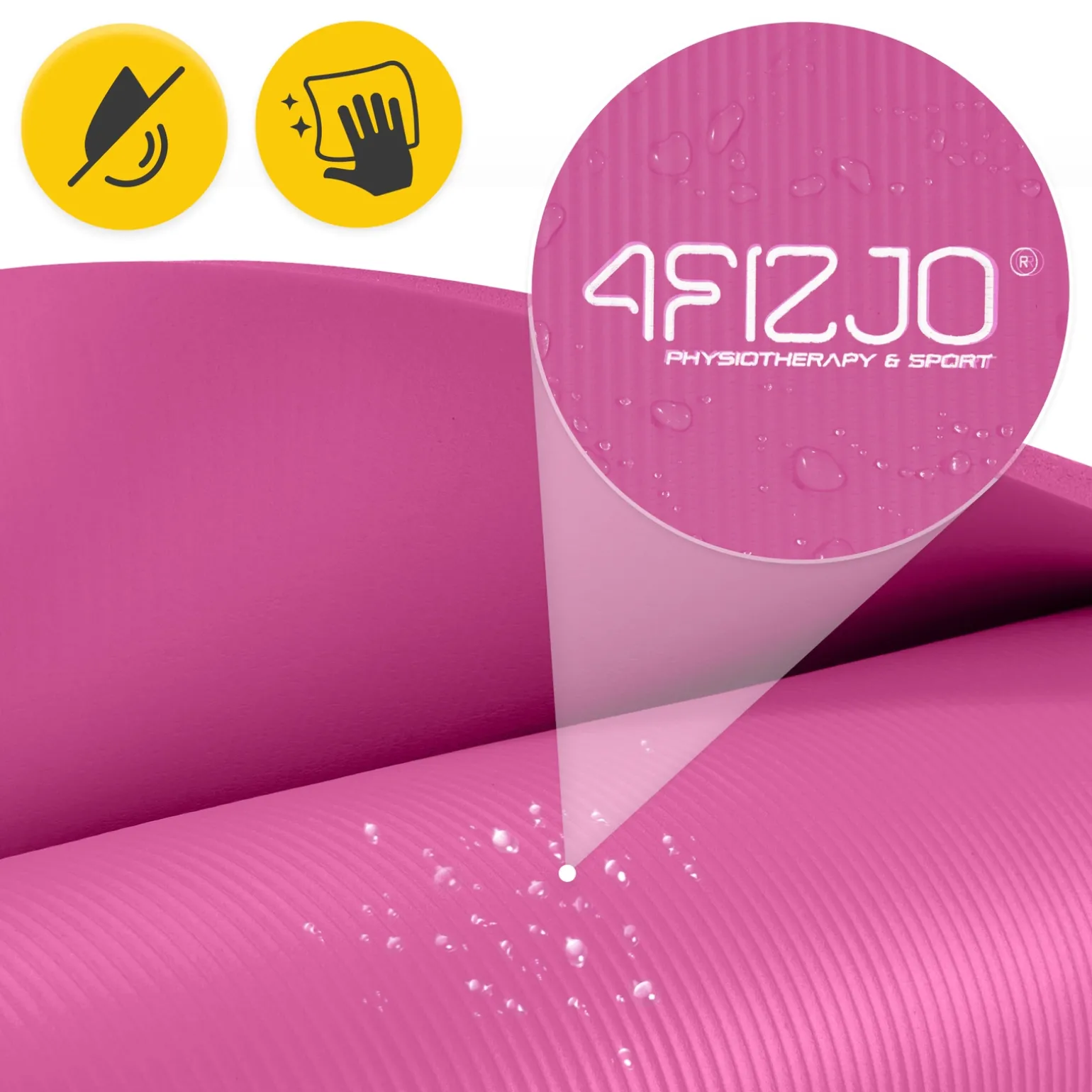 Mata do ćwiczeń fitness i jogi NBR 180 × 60 × 1,5 cm różowa