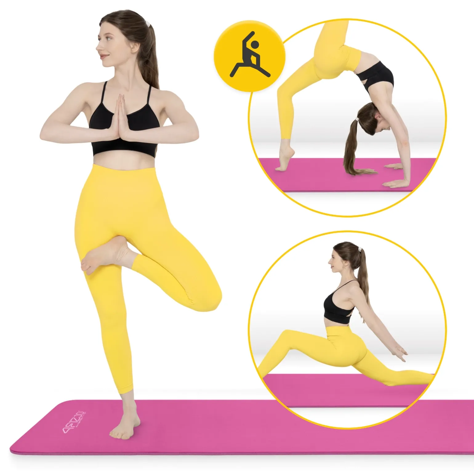Mata do ćwiczeń fitness i jogi NBR 180 × 60 × 1,5 cm różowa