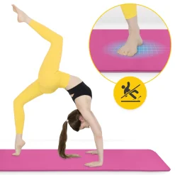 Mata do ćwiczeń fitness i jogi NBR 180 × 60 × 1,5 cm różowa