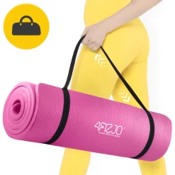 Mata do ćwiczeń fitness i jogi NBR 180 × 60 × 1,5 cm różowa