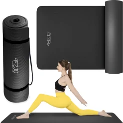 Mata do ćwiczeń fitness i jogi NBR 180 × 60 × 1,5 cm czarna
